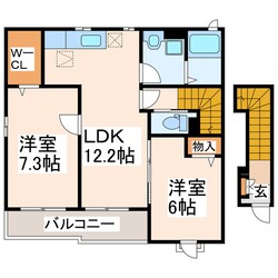 自動車学校入口 徒歩7分 2階の物件間取画像